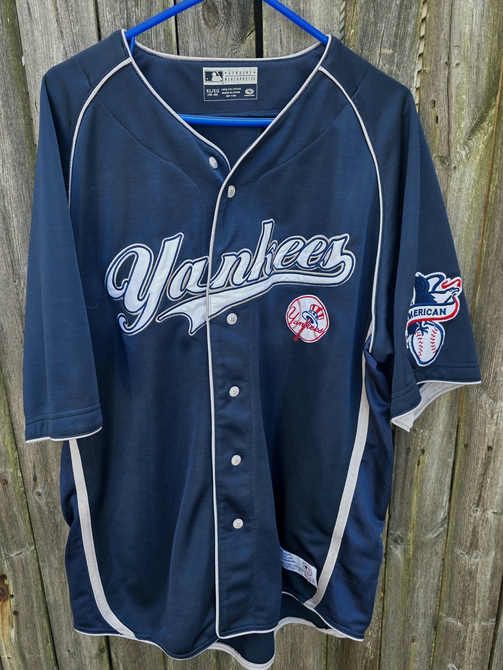 New York Yankees XL Navy Button-Up MLB Jersey